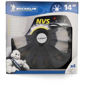 Enjoliveurs Michelin NVS04, 14 pouces, noirs, lot de 4 avec réflecteur pour plus de sécurité.