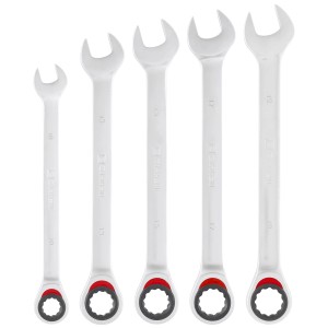 Set di chiavi combinate a cricchetto Einhell, 5 pezzi, 10-19 mm, per officina e montaggio.