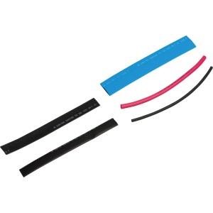 Set di tubi termoretraibili da 15 pezzi in nero, rosso e blu per isolamento e protezione dei cavi.