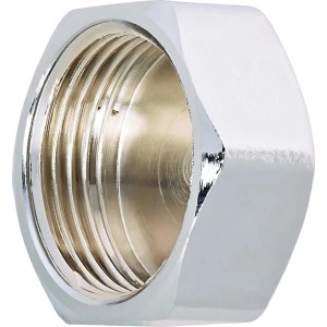 Cappuccio filettato in ottone cromato 24,1 mm (Rp 3/4) per chiusura tubi.