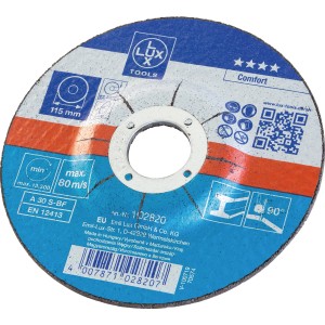 Disque à tronçonner renforcé LUX, 115 mm, coudé, pour le métal avec meuleuse d'angle.
