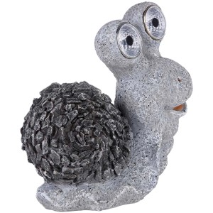 Globo luminaire solare a forma di lumaca grigia in plastica per il giardino, con occhi a LED.