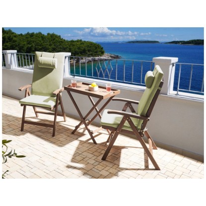 Beliani Bistro-Set Amantea Premium 2-Sitzer Akazie inkl. Kissen Grün