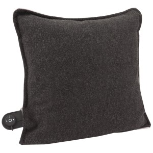 Cuscino riscaldante wireless AddLiving grigio scuro con tecnologia a infrarossi e pannello di controllo laterale.
