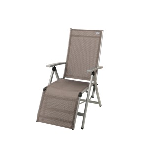 Doppler Relaxstuhl Active Alu Textilen Beige : Fauteuil relax de jardin réglable avec structure argentée et tissu beige.