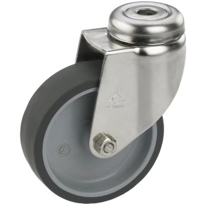 Doerner + Helmer Lenkrolle, Ø 5 cm, mit verzinktem Stahlgehäuse und grauem Gummireifen.