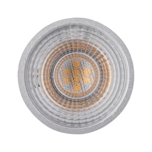 Primo piano del riflettore LED GU10 Paulmann, 7W, cromo opaco, 2700K.