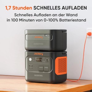 Jackery Explorer 1000 Plus avec batterie additionnelle 1000 Plus en charge.