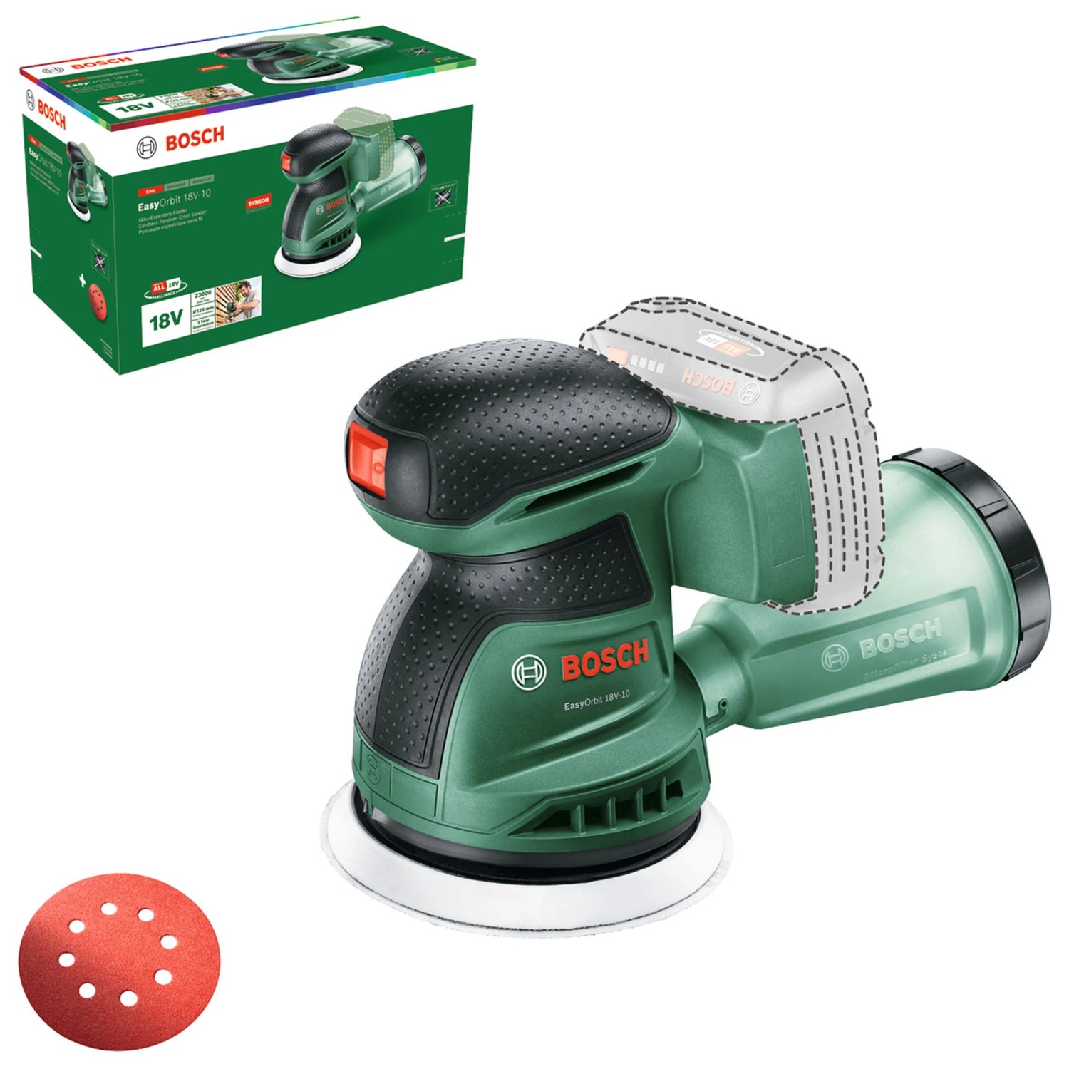 BOSCH EasyOrbit 18V-10 Excentrische Accu-schuurmachine In Kartonnen Doos 1x 20ah Accu Lader 06033e4002 159805 BOSCH EasyOrbit 18V-10 Excentrische Accu-schuurmachine In Kartonnen Doos 1x 20ah Accu Lader 06033e4002 159805