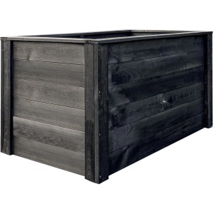Carré potager surélevé en bois anthracite, 150x76x74 cm, idéal pour légumes et herbes.