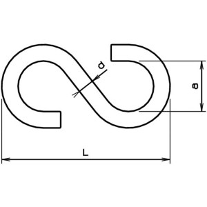 Dessin technique d'un crochet en S, acier galvanisé, avec dimensions.