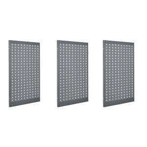 Panneau perforé Küpper, 3 pièces, gris clair, 60x120cm, avec trous de serrure et 12 crochets pour outils.