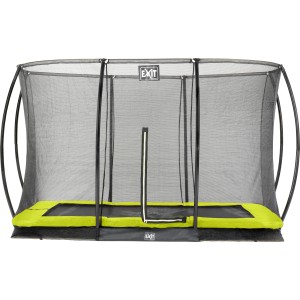 Trampolino rettangolare da incasso EXIT Silhouette 244x366cm con rete di sicurezza, verde.