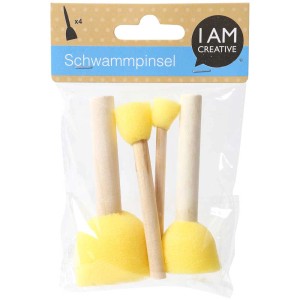Schwammstempel-Set, gelb, 4 Stück, verschiedene Größen (15-40mm), Malzubehör.
