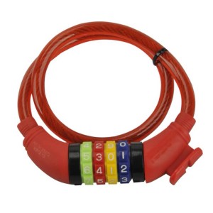 Antivol câble à combinaison rouge Fischer pour vélos d'enfants, longueur 60 cm.