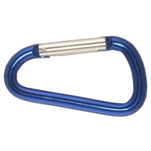 Blauer Karabinerhaken, 50 mm, 2 Stück, aus Aluminium.