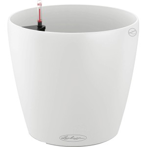 Pot de fleurs blanc Lechuza Classico Color 35, Ø 35 cm, avec système d'arrosage.