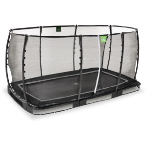 Trampolino interrato nero EXIT Allure Premium 244 cm x 427 cm con rete di sicurezza.