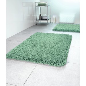 Tappeto da bagno Spirella Highland verde basilico, 55x65 cm, pelo morbido per il bagno.