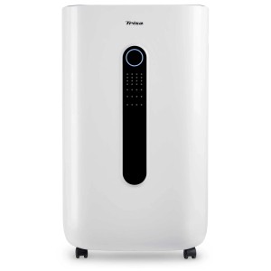 Déshumidificateur Trisa Dry Mate Pro blanc avec écran digital et roulettes.