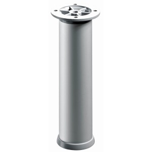 Gamba per mobile Hettich in alluminio, regolabile in altezza, Ø 30 x 200-230 mm, per piani tavolo pesanti.