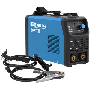 Poste à souder inverter Güde GIS 162, bleu/noir, avec accessoires. Soudeur compact pour bricoleurs.