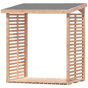 Range-bûches en mélèze, 200x200x75 cm, avec toit. Idéal pour stocker le bois de chauffage.