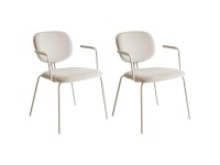 Beliani Chaise de salle à manger Carille tissu chenille Beige clair 2 pcs