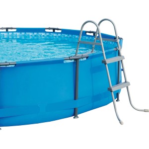 Scaletta di sicurezza Bestway a 2 gradini per piscine con telaio in acciaio, facile accesso all'acqua fresca.