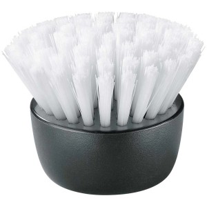 Tampon de nettoyage Bosch pour surfaces délicates, poils blancs et base noire.