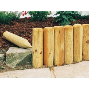 Mini palizzate 8x75 cm come bordura per aiuole in giardino, legno impregnato.