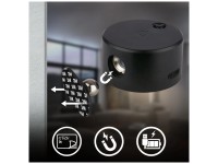 Briloner® Faretto parete batt Tari Nero (HxLxP) 4 x 7,5 x 9 cm / 1,5 W / 160 lm