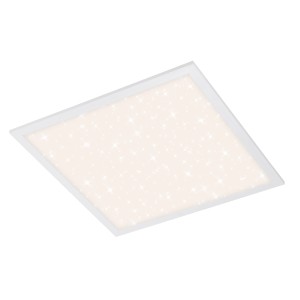 Panneau LED blanc Brilo Pallas avec effet ciel étoilé, 18W. Plafonnier carré.