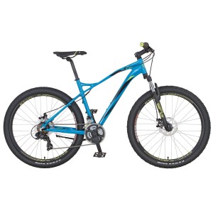 Mountain bike Prophete 27,5 Graveler blu con cambio Shimano a 21 velocità e forcella ammortizzata.