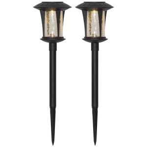 Lot de 2 bornes solaires LED Star Trading Monaco, noir. Éclairage solaire pour allées, jardin et terrasse.