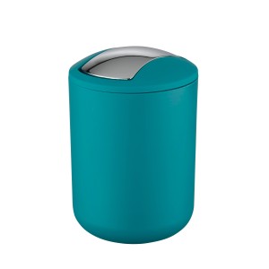 Wenko Pattumiera cosmetici Brasil Petrol S, 2 l, con coperchio basculante cromato.