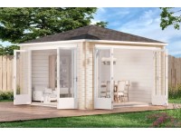 Alpholz Holz-Gartenhaus Spitzdach Unbehandelt 350 cm x 342 cm