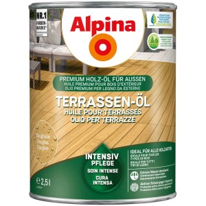 Alpina Terrassen-Öl Douglasie 2,5 l für Holzterrassen, schützt vor Vergrauung und pflegt intensiv.
