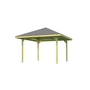 Gazebo da giardino in legno Weka Paradies, 304x304 cm, impregnato. Tetto grigio.
