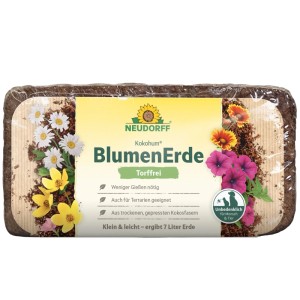Neudorff Kokohum terriccio senza torba in blocco compresso di fibre di cocco. Rende 7 litri per piante e terrari.