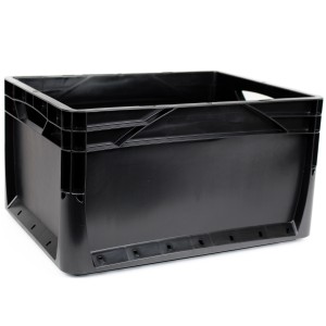 Eurobox-System Box nero a parete piena, 40x30x22 cm, in plastica robusta per lo stoccaggio.