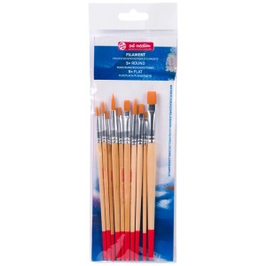 Talens Art Creation Aquarellpinselset, 10 Polyester Pinsel (rund & flach) im Set.