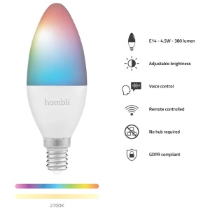 Hombli Smart LED E14, set da 2. RGB, dimmerabile, controllo smart.
