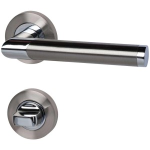 Set rosetta WC Süd-Metall Lissabon, color acciaio inox, per porte bagno e WC.
