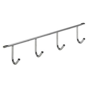 Hettich Hakenleiste zur Unterbaumontage mit 4 verchromten Haken.
