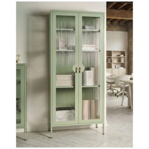 Beliani Vitrine Gleora vert menthe 180 x 80 x 35 cm