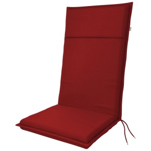 Cuscino rosso per sedia a schienale alto Doppler Life D.5352, 48x119 cm, per sedia da giardino con lacci.