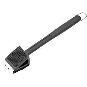 Brosse de barbecue 3 en 1 Jamestown avec grattoir et boucle de suspension pour ustensiles de grill.