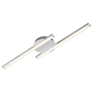 Moderna plafoniera LED Briloner argentata con luce bianca calda.