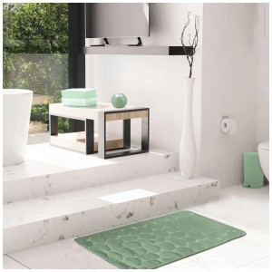 Poubelle à pédale MSV Osaki, vert basilic, 3 litres, dans salle de bain